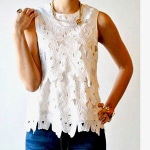 Anthropologie Floral Overlay Top Sz XS
